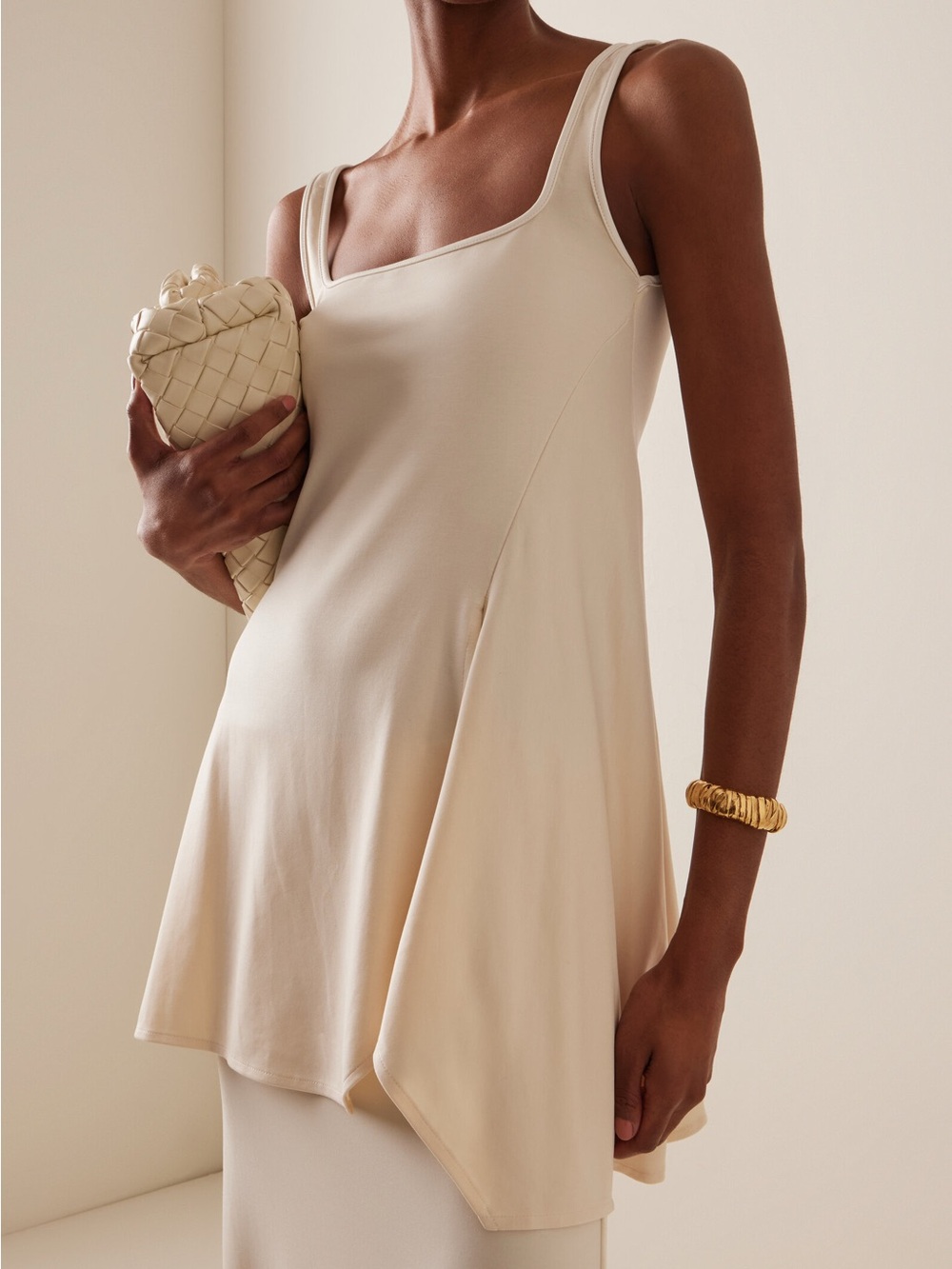 Johanna Ortiz Size Medium Moorish Tencel Jersey Tank Top In Off-white Flowy Slit